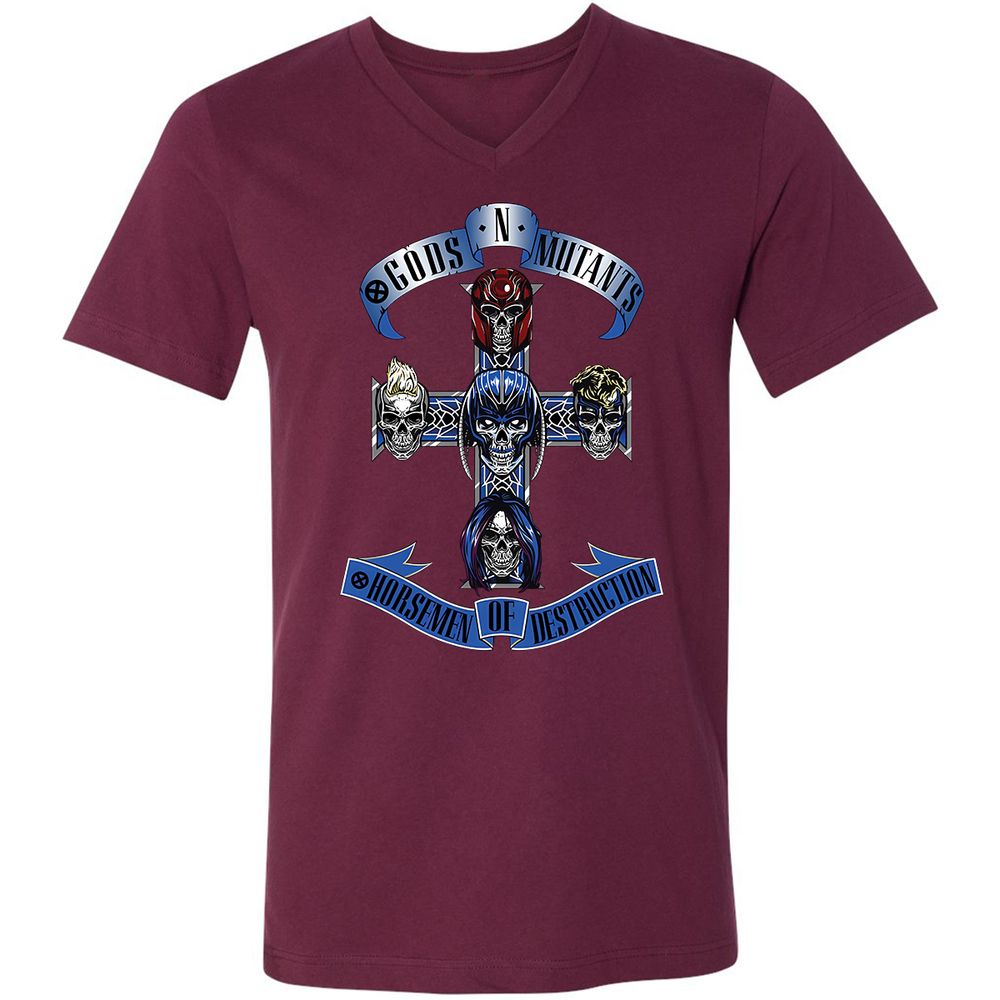 Unisex V-Neck T-Shirt - 4WEUJTJC - Maroon - 6