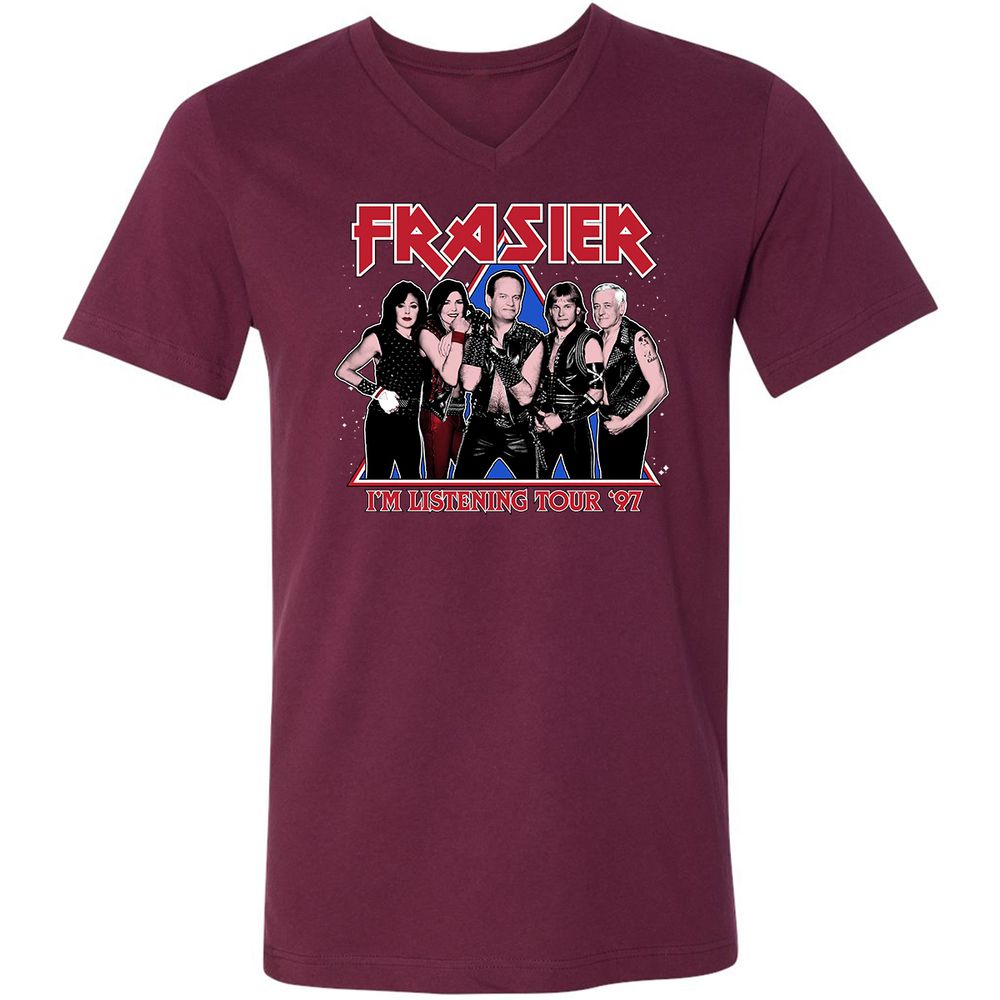 Unisex V-Neck T-Shirt - 875MG6PD - Maroon - 6