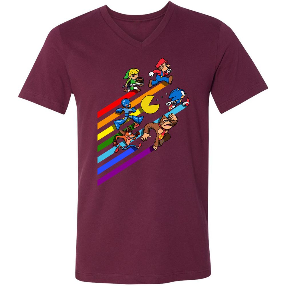 Unisex V-Neck T-Shirt - 2P46WR3A - Maroon - 6