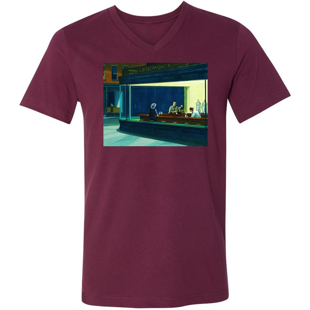 Unisex V-Neck T-Shirt - H44PJC6B - Maroon - 6
