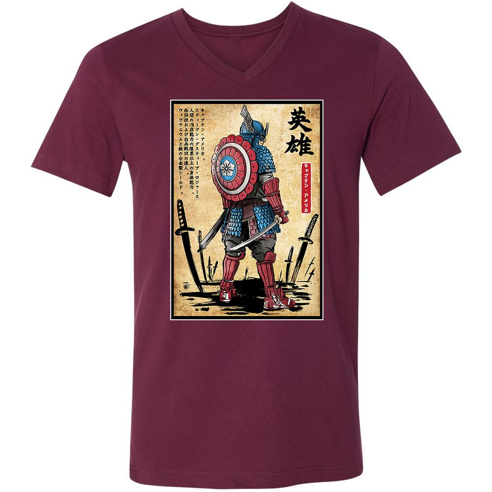 Unisex V-Neck T-Shirt - VGYMDNKQ - Maroon - 6