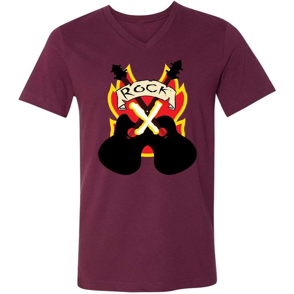 Unisex V-Neck T-Shirt - QAJMSDKZ - Maroon - 6