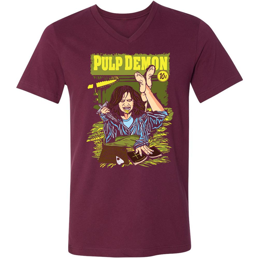 Unisex V-Neck T-Shirt - 51NCX2B6 - Maroon - 6