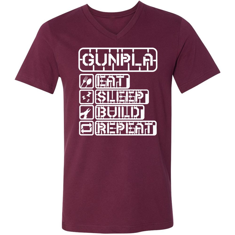 Unisex V-Neck T-Shirt - KCG9ZJ5R - Maroon - 6