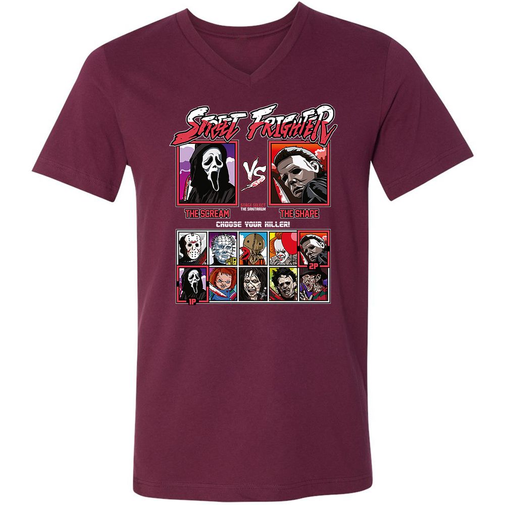 Unisex V-Neck T-Shirt - 4697MWH3 - Maroon - 6