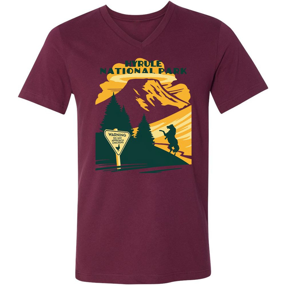 Unisex V-Neck T-Shirt - ALV62TZ1 - Maroon - 6