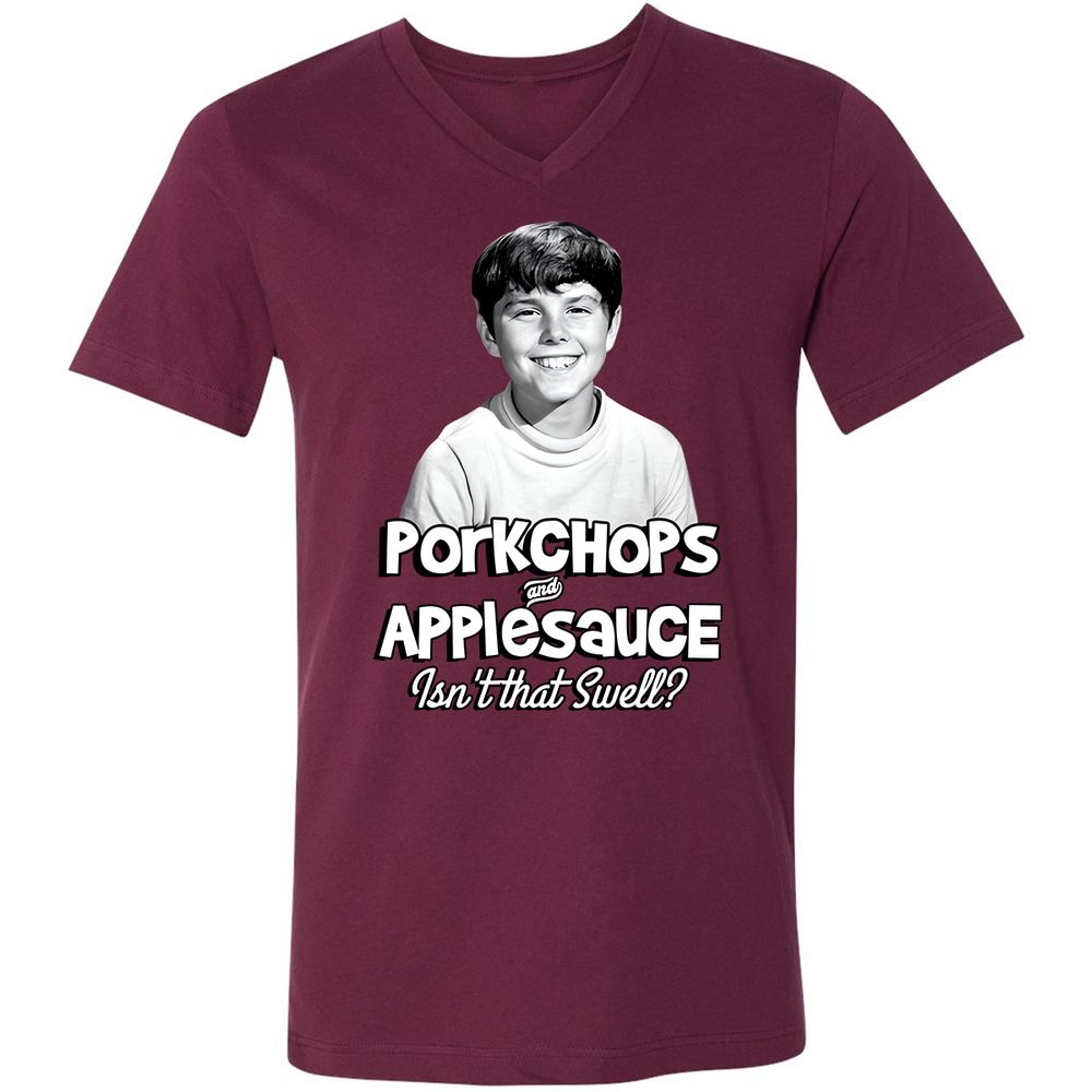 Unisex V-Neck T-Shirt - TUWFZDKK - Maroon - 6