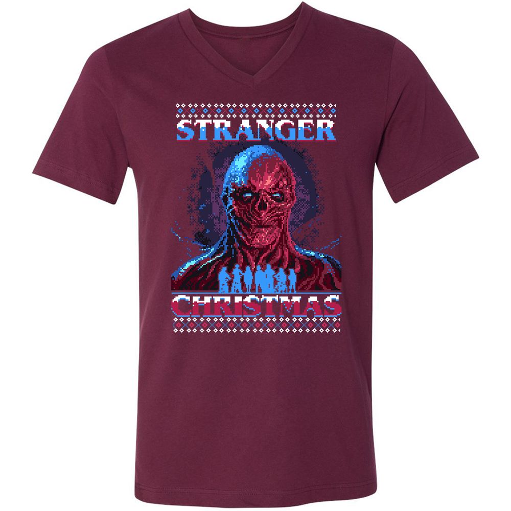 Unisex V-Neck T-Shirt - Y43QEJYS - Maroon - 6