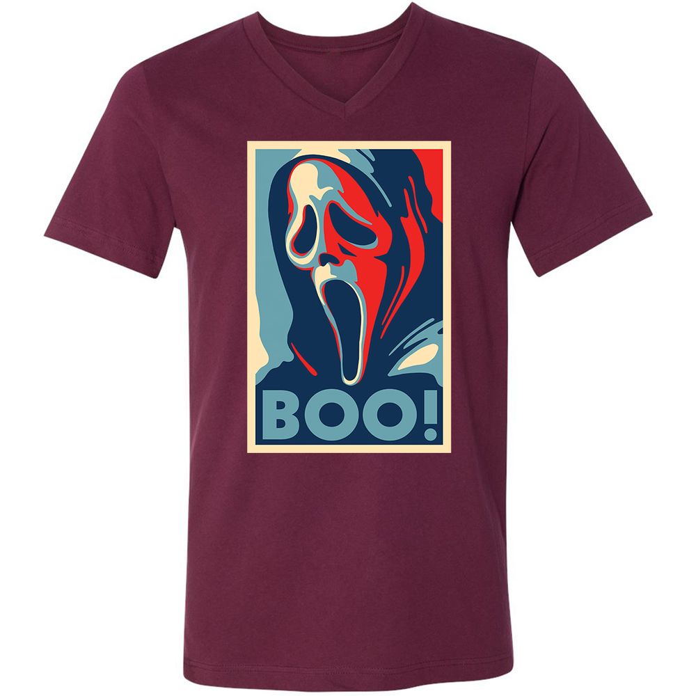 Unisex V-Neck T-Shirt - YQVFYHBH - Maroon - 6