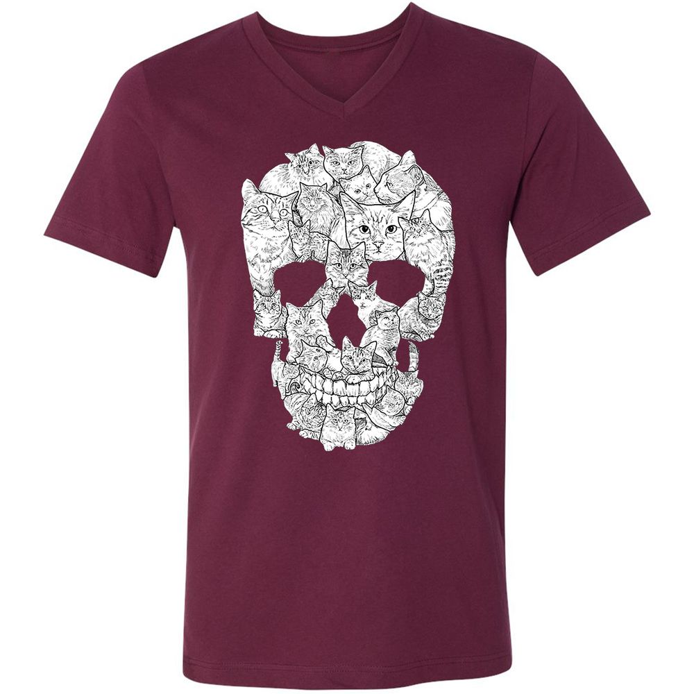 Unisex V-Neck T-Shirt - ZT3TLTST - Maroon - 6