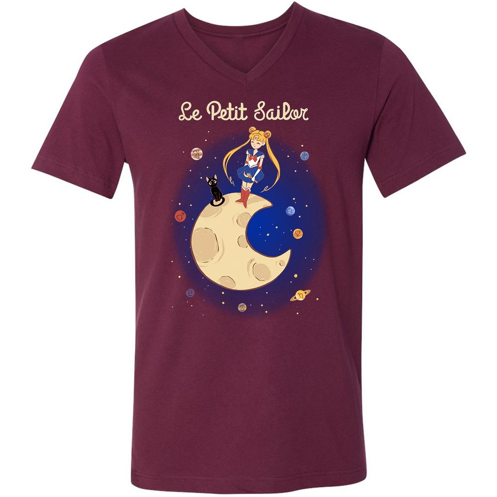 Unisex V-Neck T-Shirt - C3KZG9RF - Maroon - 6