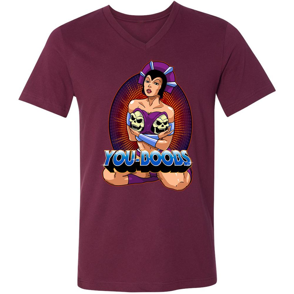 Unisex V-Neck T-Shirt - 829VQMD3 - Maroon - 6