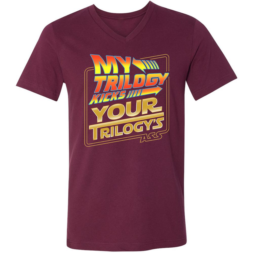 Unisex V-Neck T-Shirt - YSB89VU8 - Maroon - 6