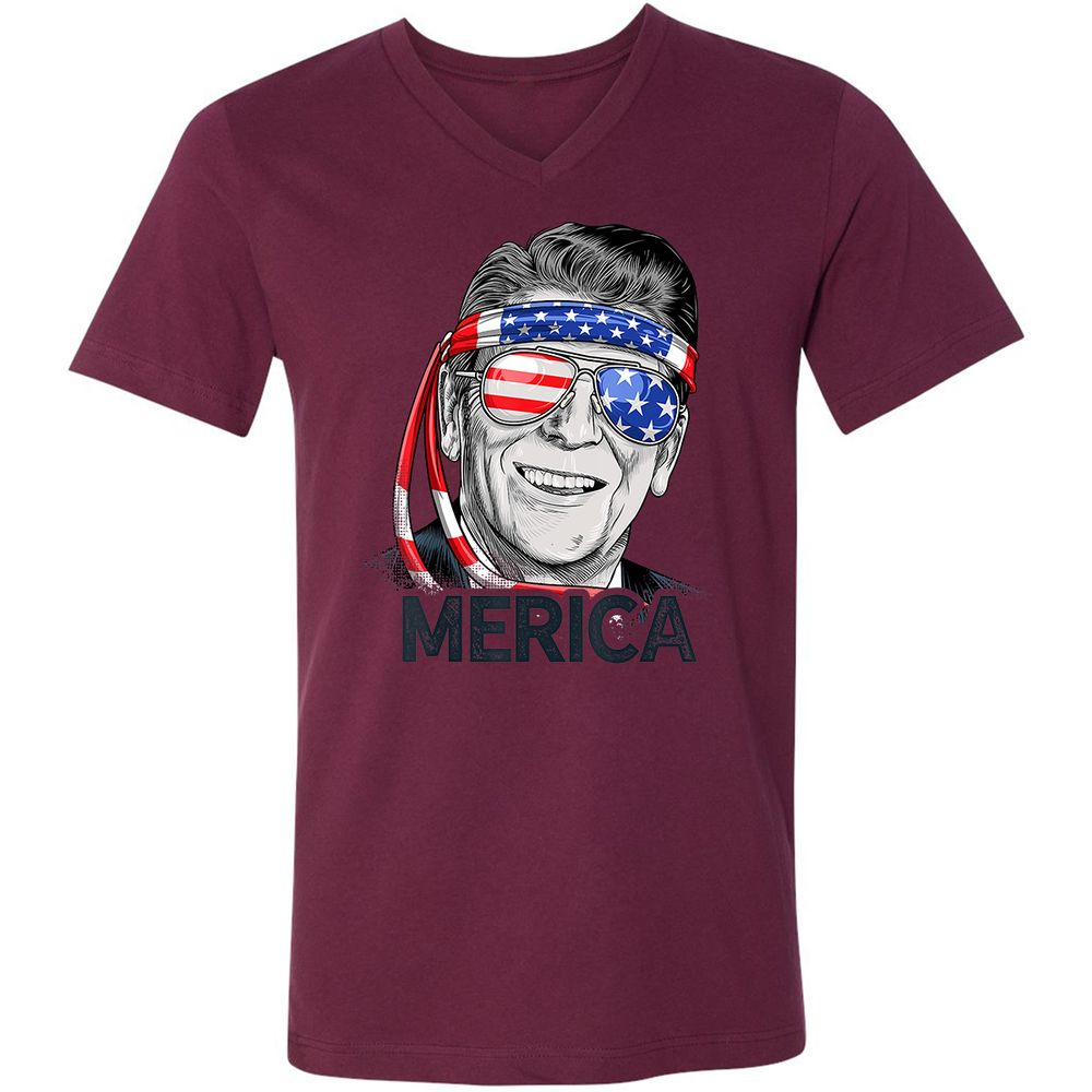Unisex V-Neck T-Shirt - L1X8JY6Y - Maroon - 6