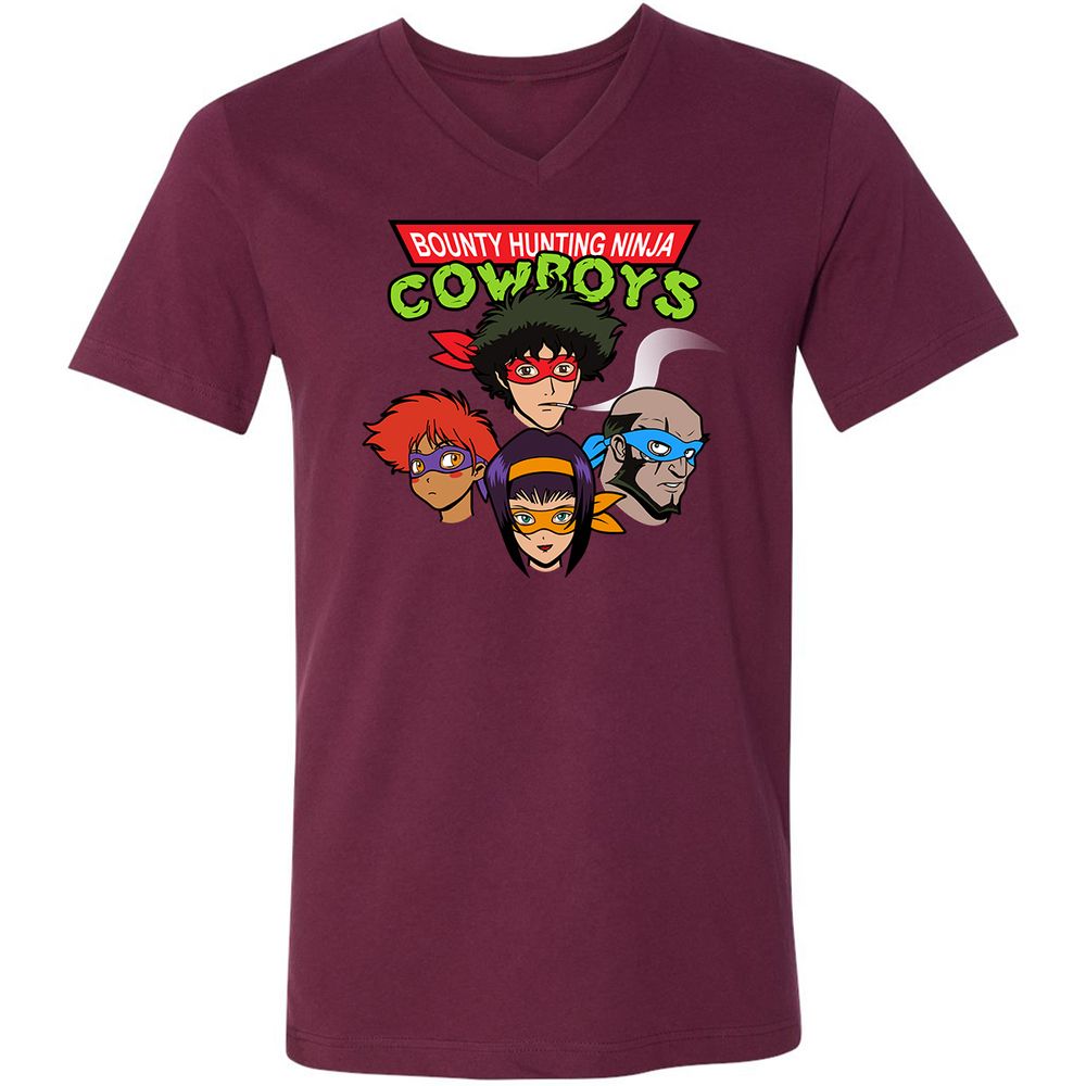 Unisex V-Neck T-Shirt - FNJLQGTT - Maroon - 6