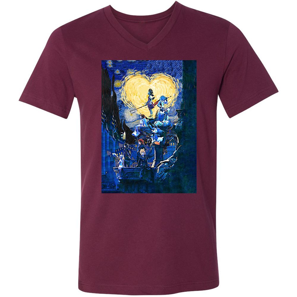 Unisex V-Neck T-Shirt - QRDMQX8G - Maroon - 6