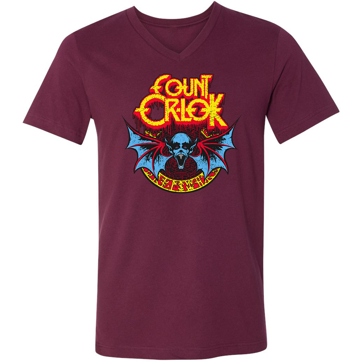 Unisex V-Neck T-Shirt - YWQ2NFPK - Maroon - 6