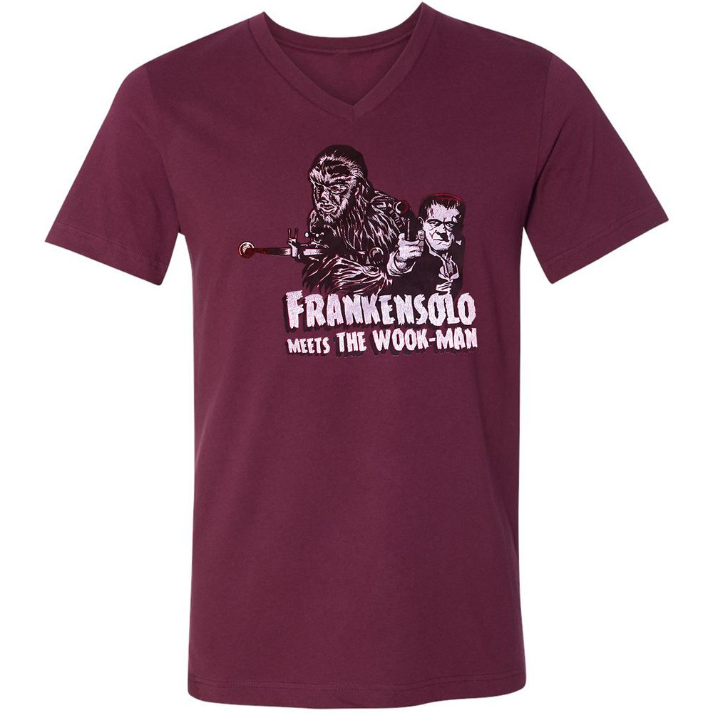 Unisex V-Neck T-Shirt - KPLYBXQH - Maroon - 6