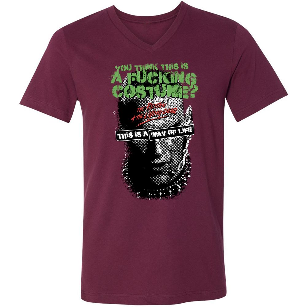 Unisex V-Neck T-Shirt - 11W3D3TT - Maroon - 6