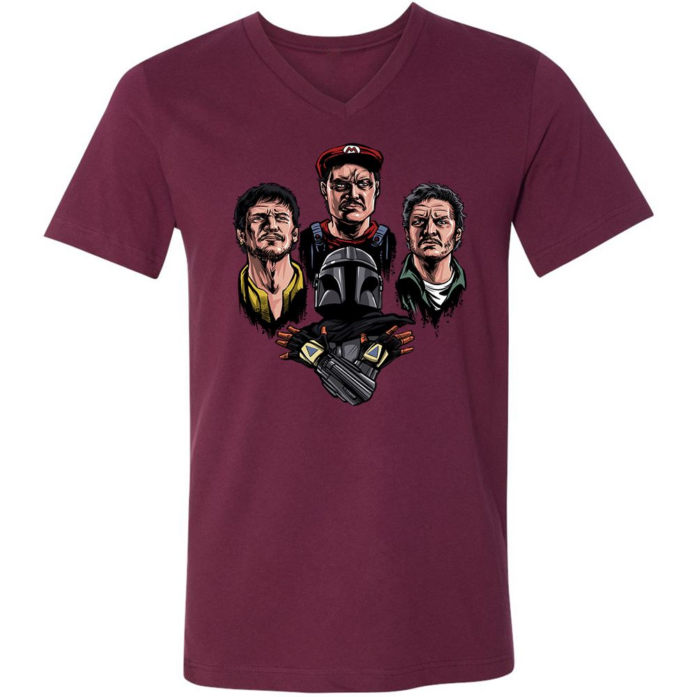 Unisex V-Neck T-Shirt - X2WMSSUK - Maroon - 6