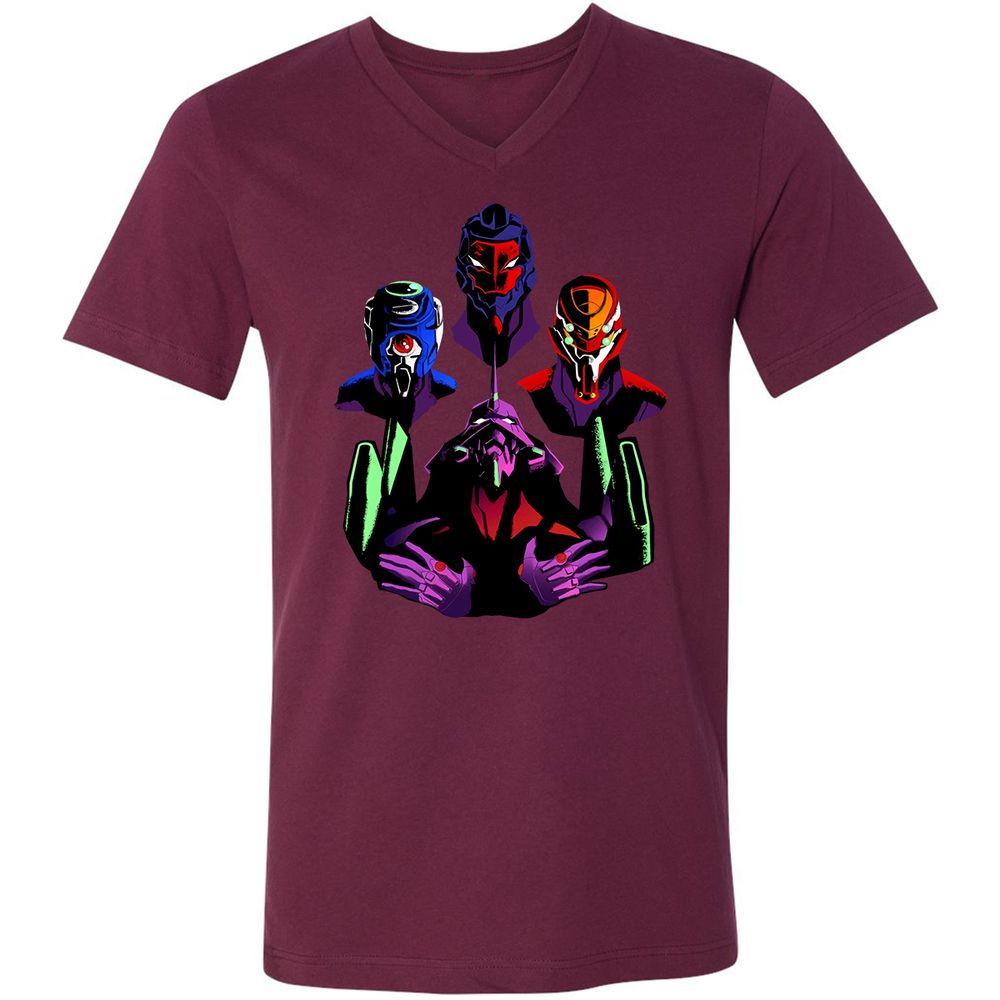 Unisex V-Neck T-Shirt - 7RPGW4W7 - Maroon - 6