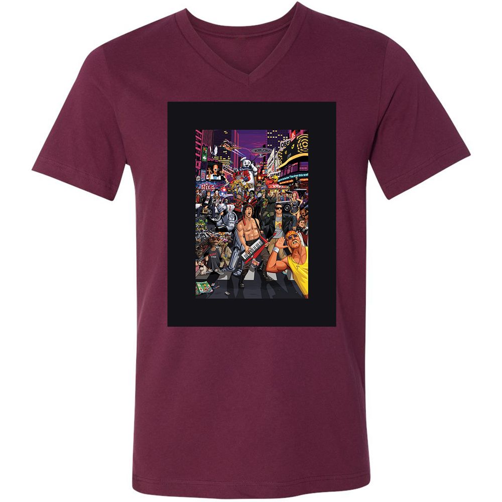 Unisex V-Neck T-Shirt - 9ZP7UPFT - Maroon - 6