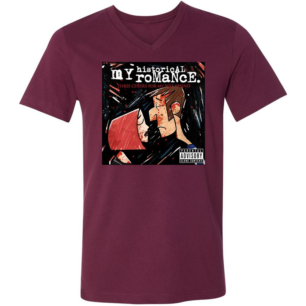 Unisex V-Neck T-Shirt - H61NCCYZ - Maroon - 6