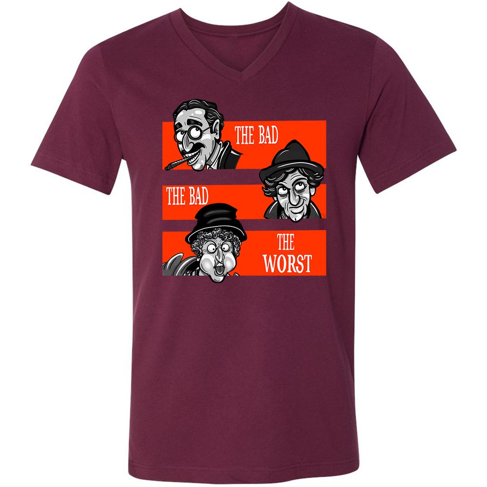 Unisex V-Neck T-Shirt - YXNJ74KD - Maroon - 6