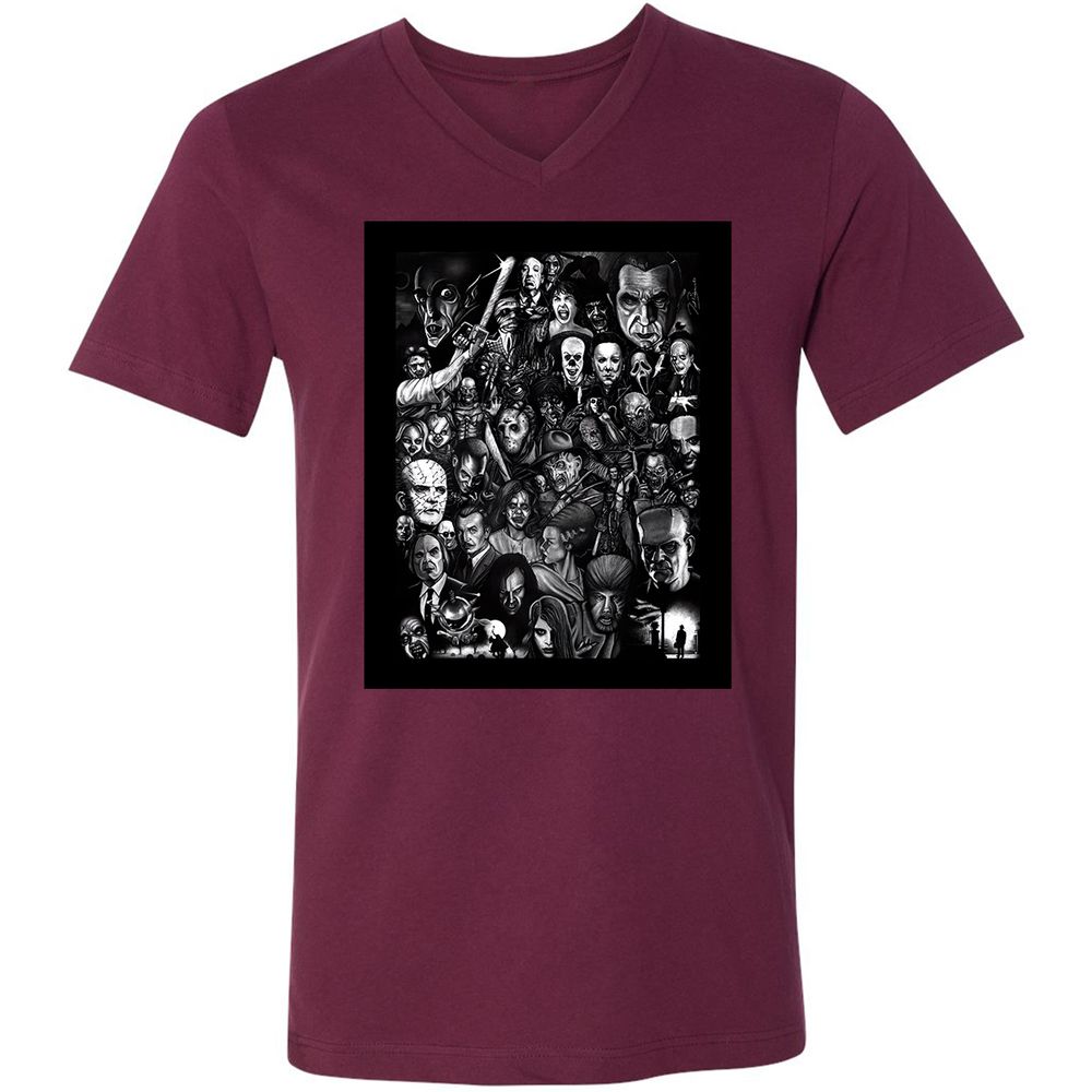 Unisex V-Neck T-Shirt - 6T2HHNBZ - Maroon - 6