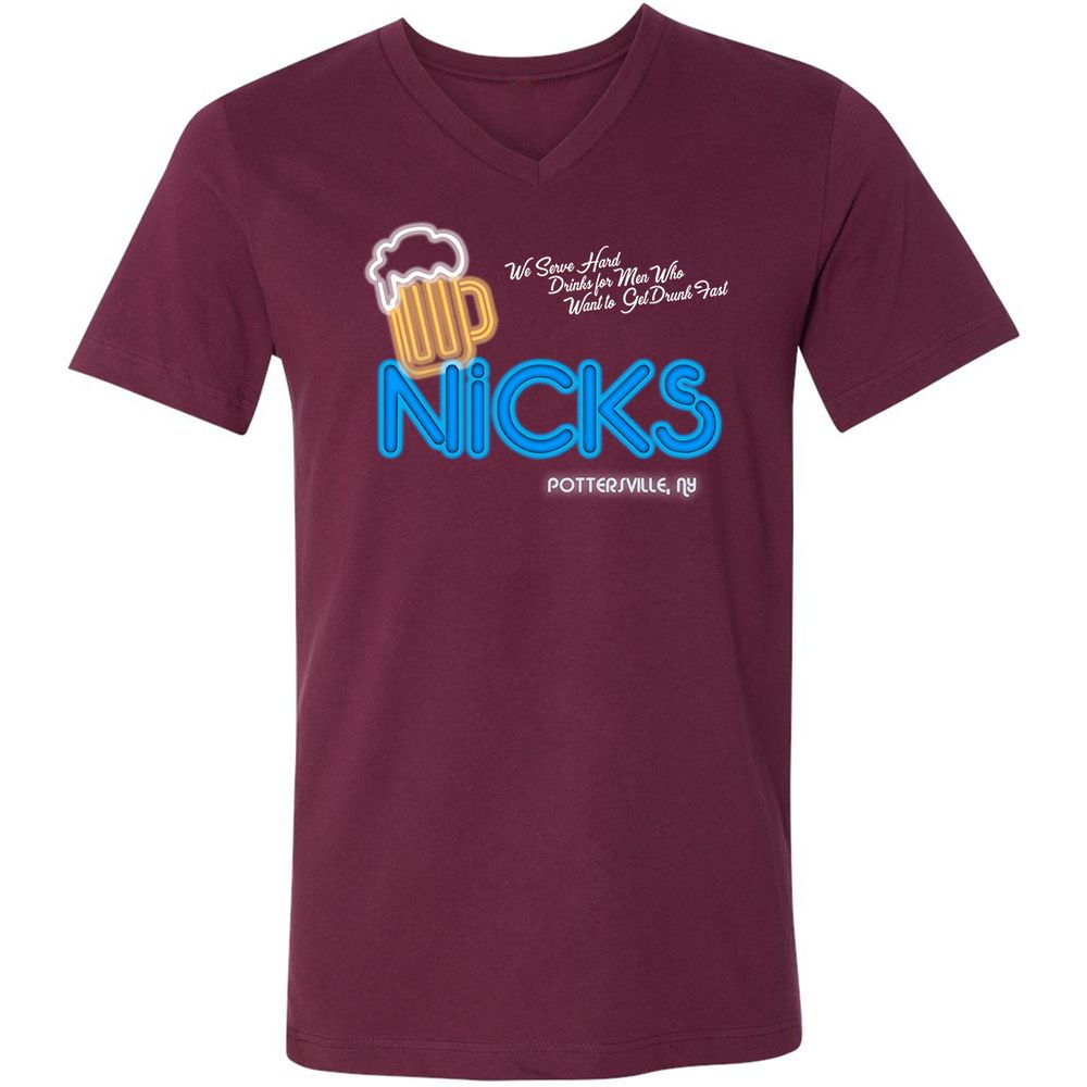 Unisex V-Neck T-Shirt - 6QKXNHTC - Maroon - 6