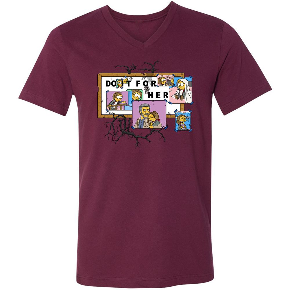 Unisex V-Neck T-Shirt - JQ1NPCKQ - Maroon - 6