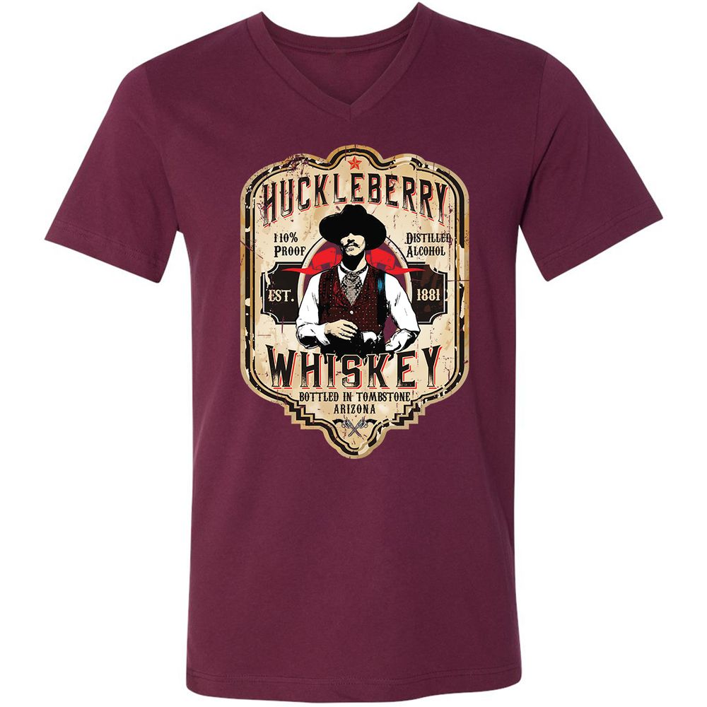 Unisex V-Neck T-Shirt - 2D9RNFH2 - Maroon - 6