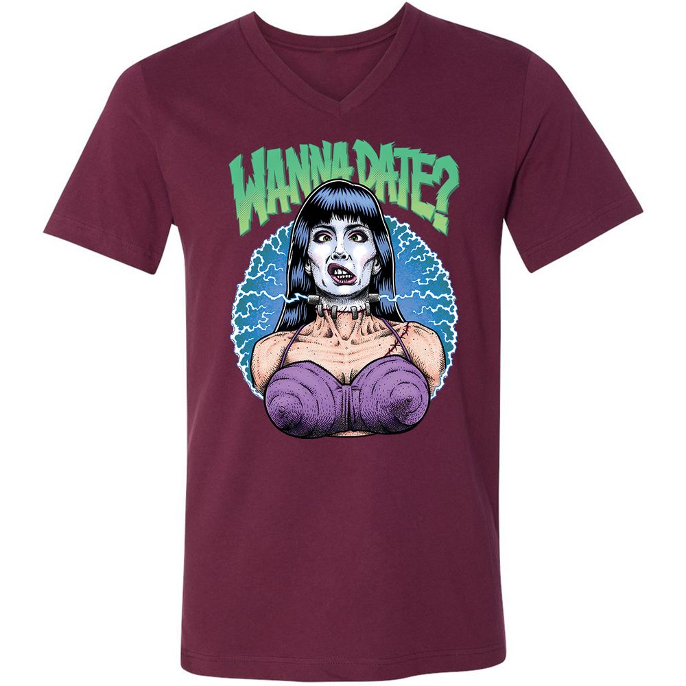 Unisex V-Neck T-Shirt - EXBFK38C - Maroon - 6