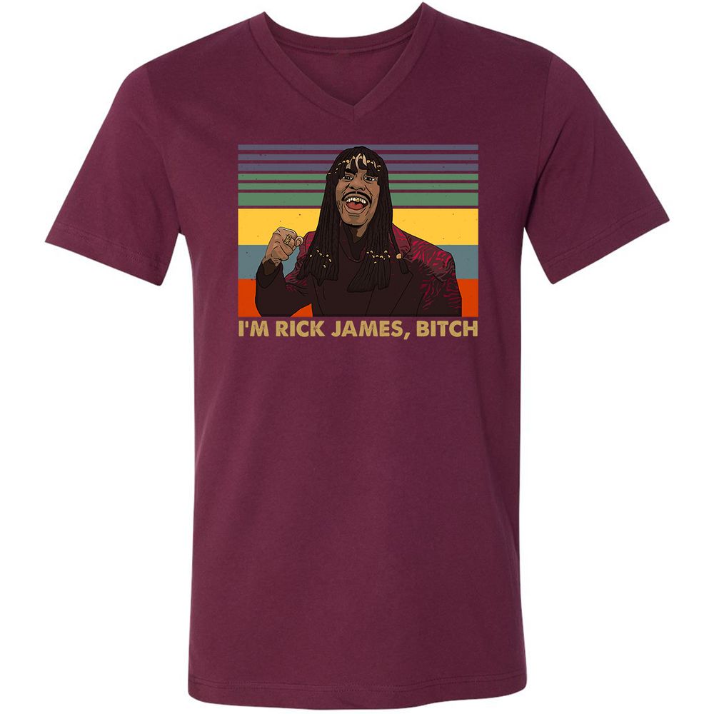 Unisex V-Neck T-Shirt - YCVB7CZR - Maroon - 6