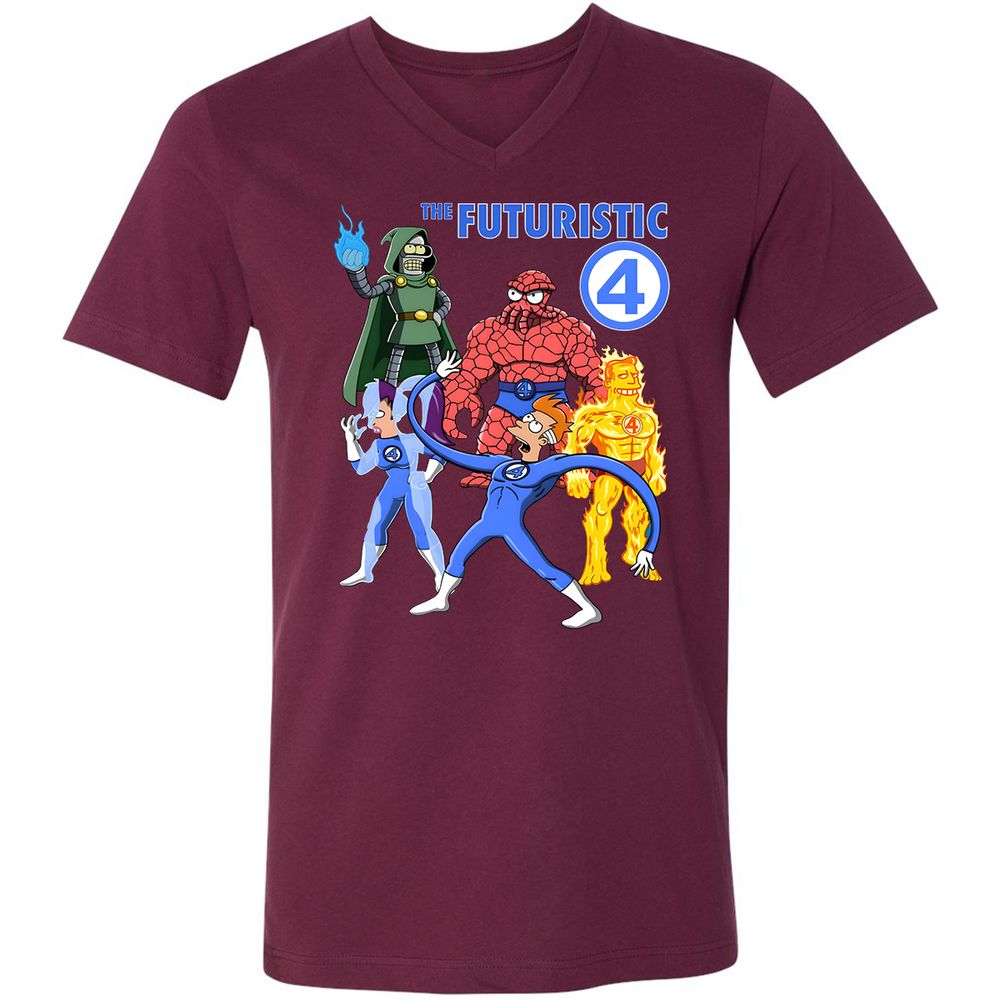 Unisex V-Neck T-Shirt - RVLHGJ8G - Maroon - 6