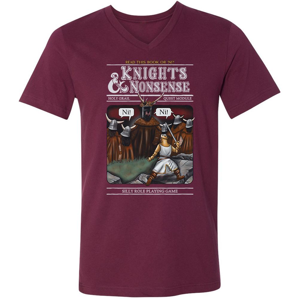 Unisex V-Neck T-Shirt - XCVTKFVU - Maroon - 6
