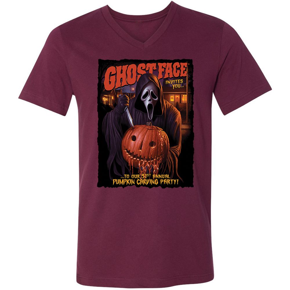 Unisex V-Neck T-Shirt - CCBFLJ9W - Maroon - 6