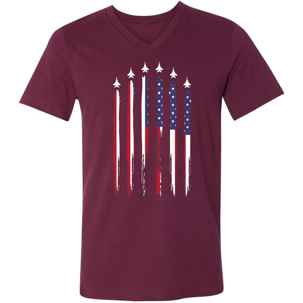Unisex V-Neck T-Shirt - NTKJLJN9 - Maroon - 6