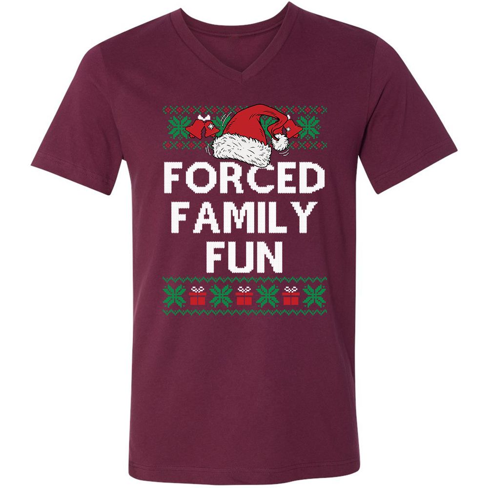 Unisex V-Neck T-Shirt - SEZ4GKKC - Maroon - 6