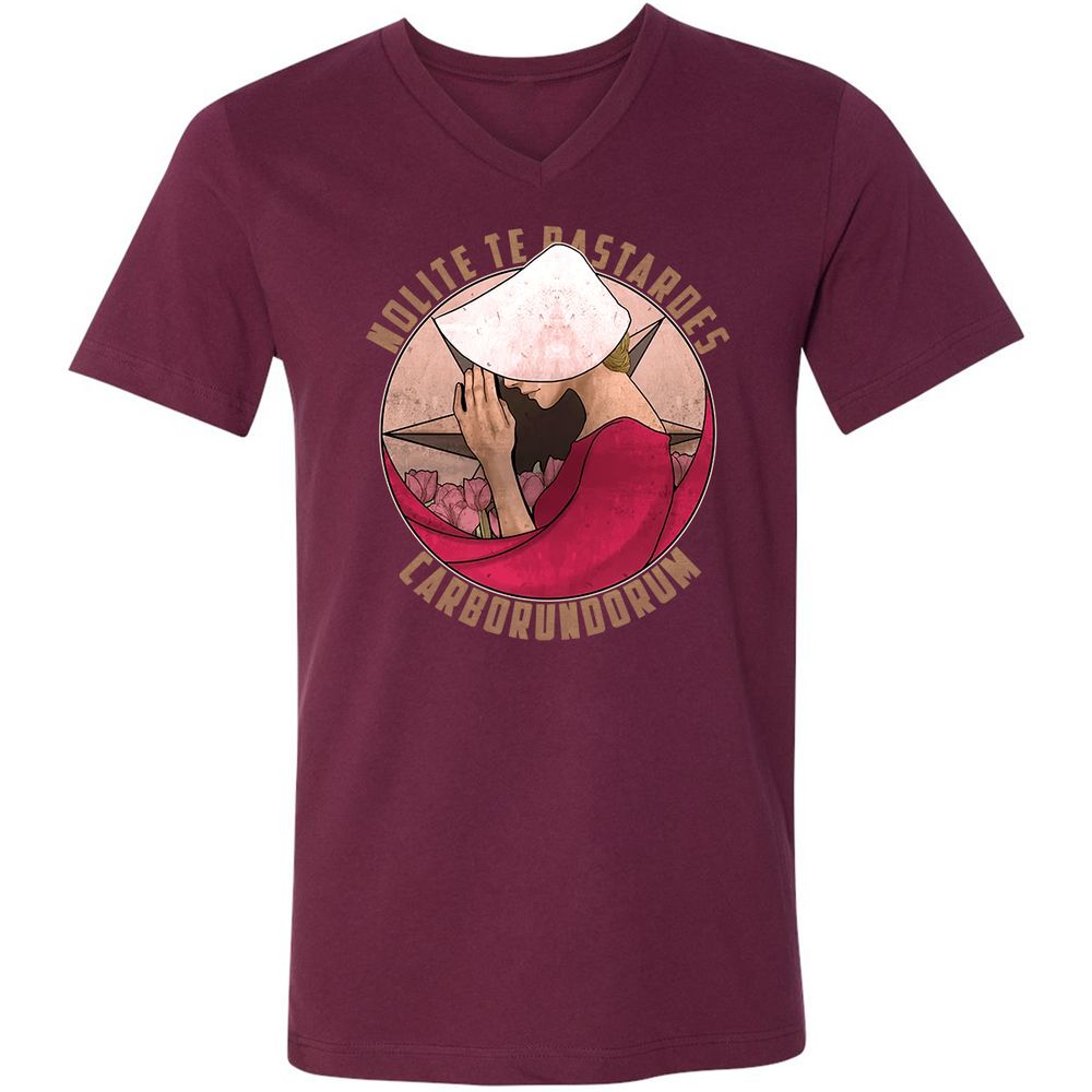 Unisex V-Neck T-Shirt - 3ZPS6SK8 - Maroon - 6