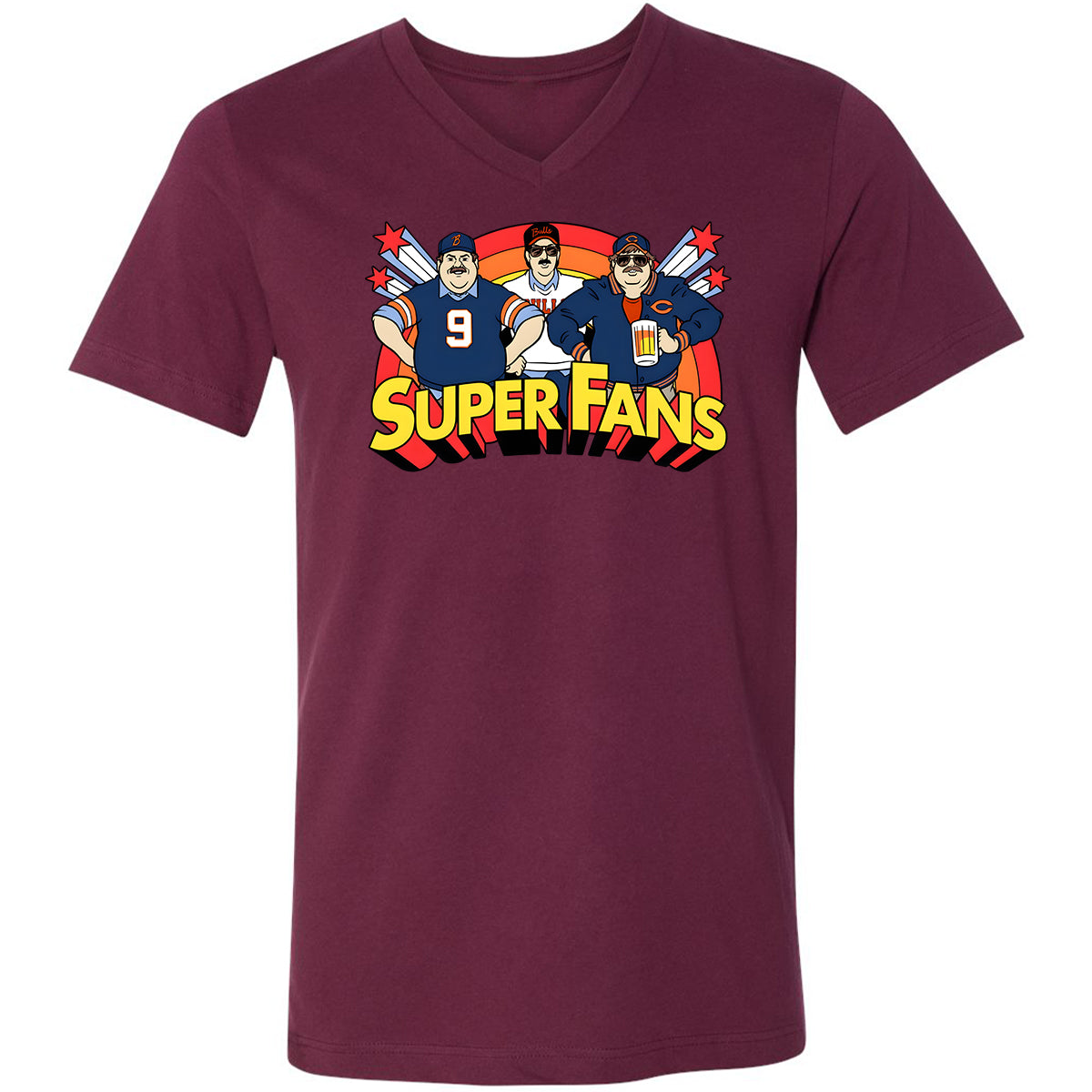 Unisex V-Neck T-Shirt - VUG7DDZ8 - Maroon - 6