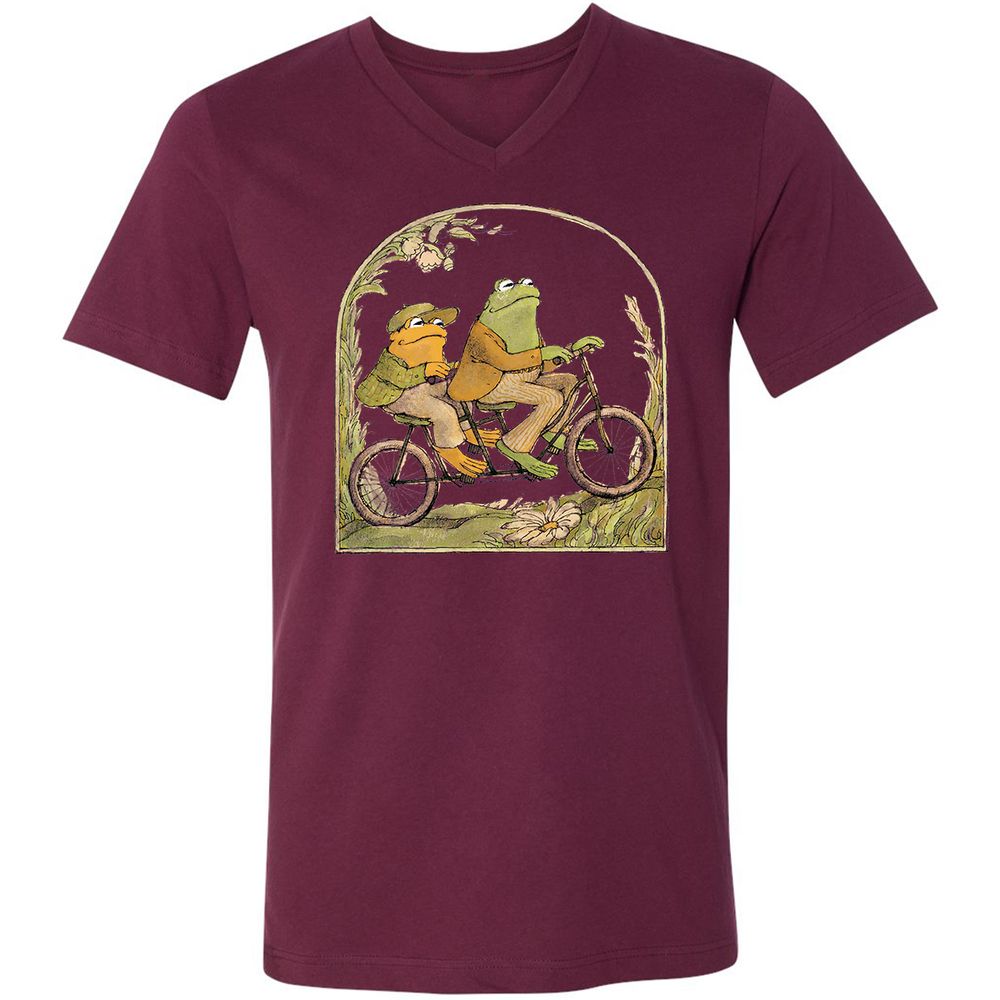 Unisex V-Neck T-Shirt - 7AV6YHNU - Maroon - 6