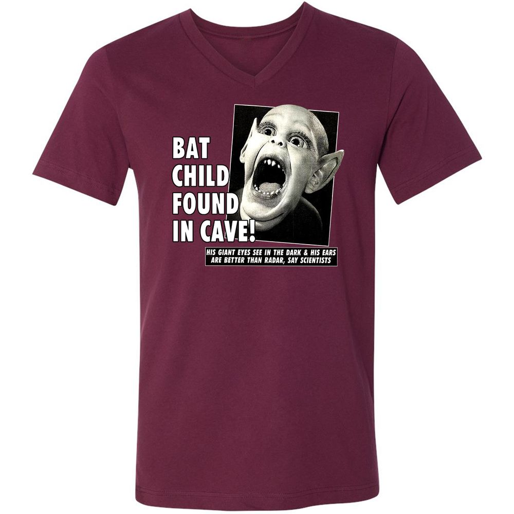 Unisex V-Neck T-Shirt - UX4LJ6QZ - Maroon - 6