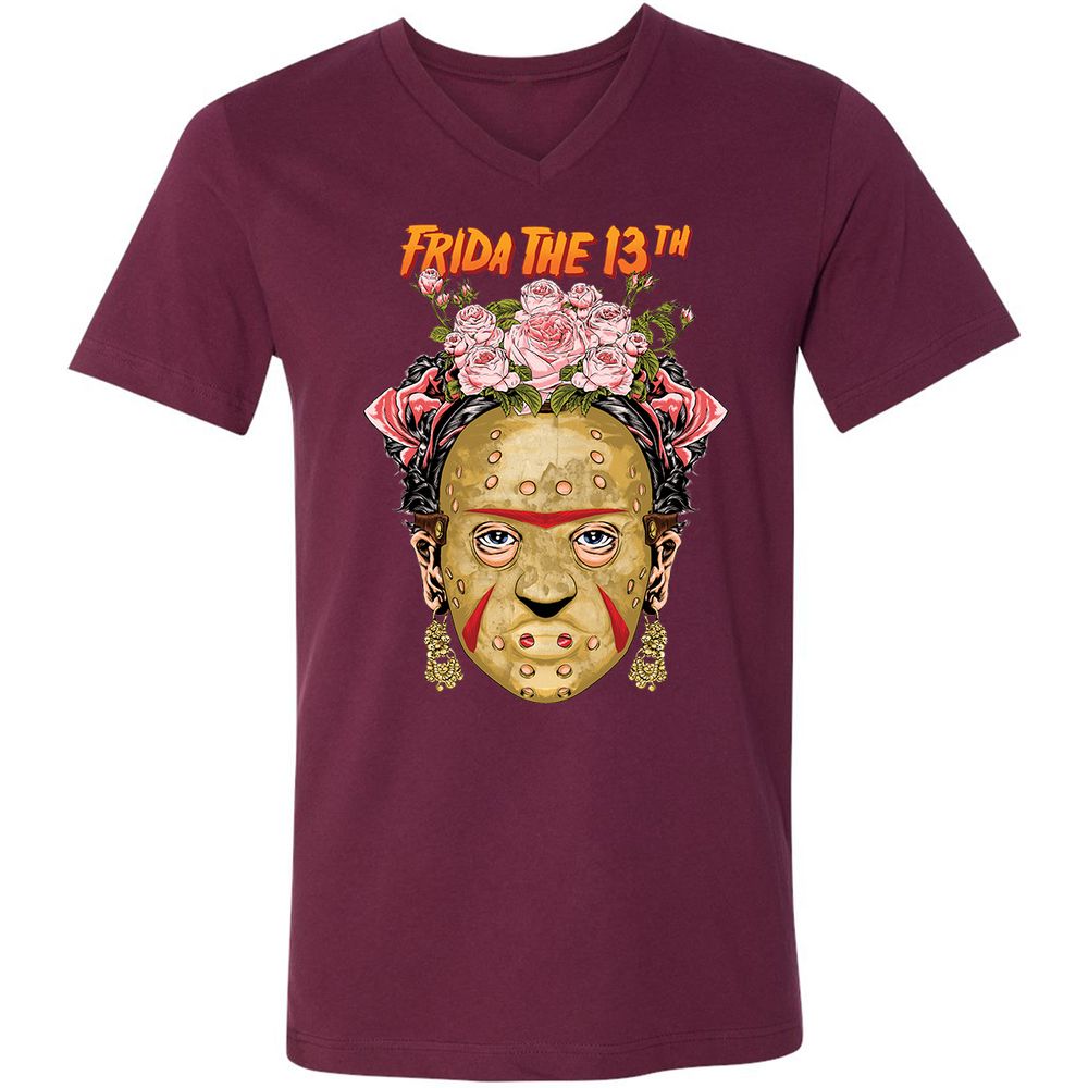Unisex V-Neck T-Shirt - UGC3HAJK - Maroon - 6