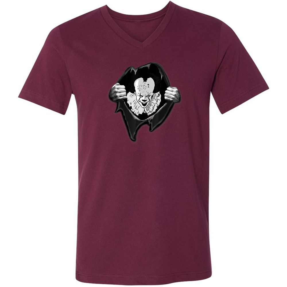 Unisex V-Neck T-Shirt - 4C7SZ2TK - Maroon - 6