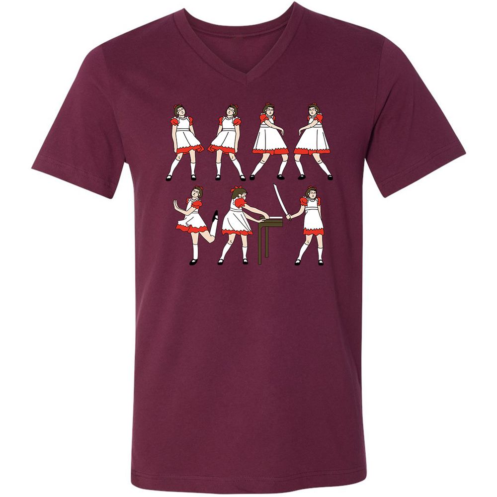 Unisex V-Neck T-Shirt - TVJDPEMT - Maroon - 6