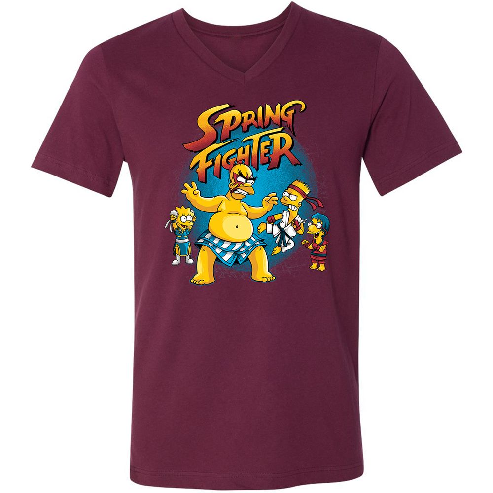 Unisex V-Neck T-Shirt - 7K9YBQ6Z - Maroon - 6