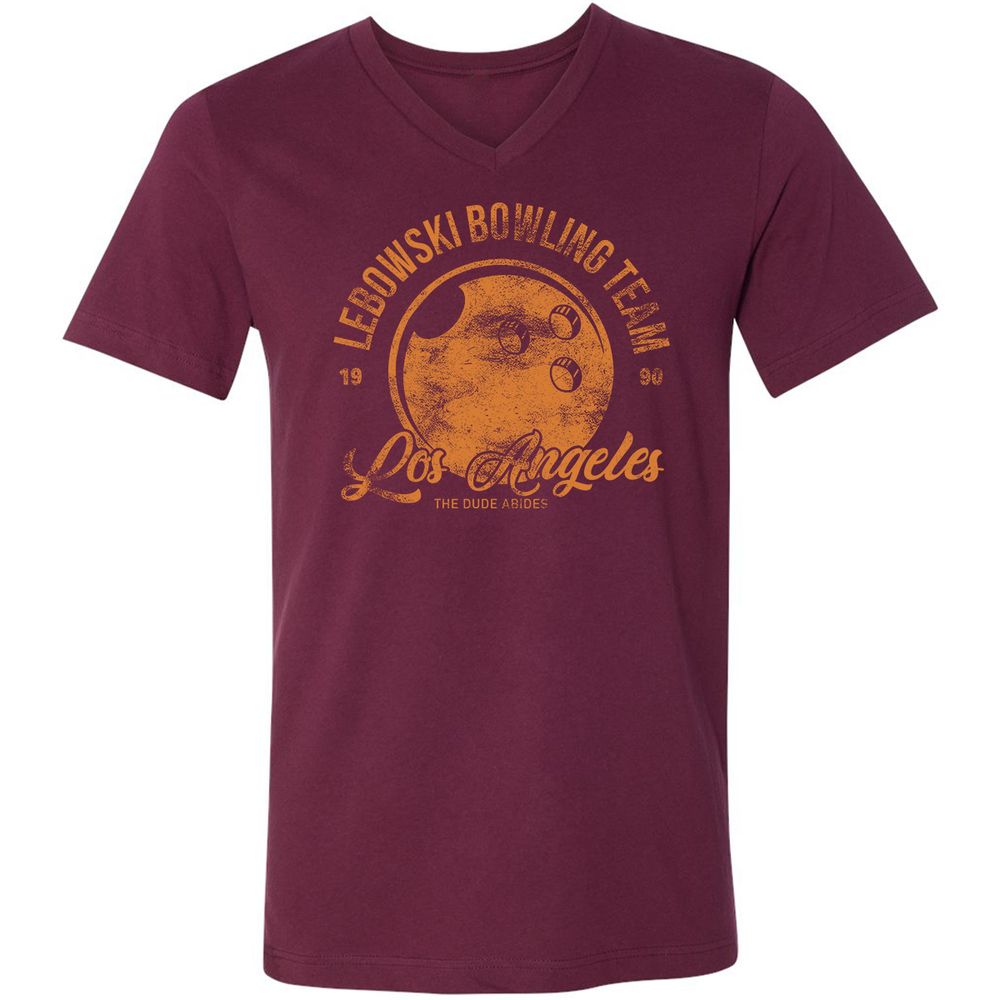 Unisex V-Neck T-Shirt - XC3E8VCH - Maroon - 6