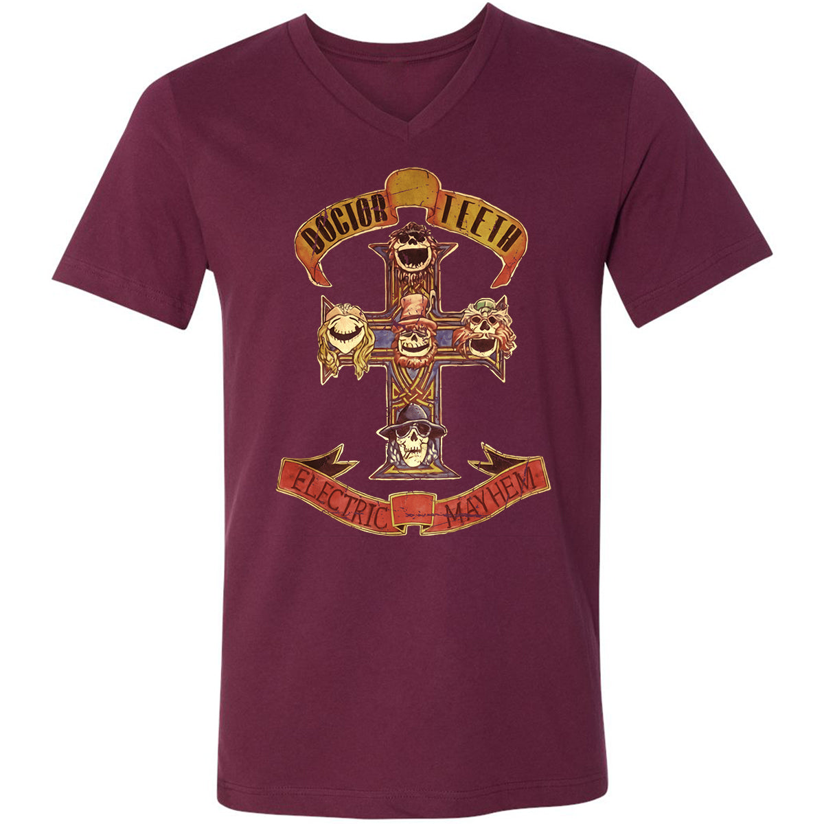 Unisex V-Neck T-Shirt - QXQW28ED - Maroon - 6