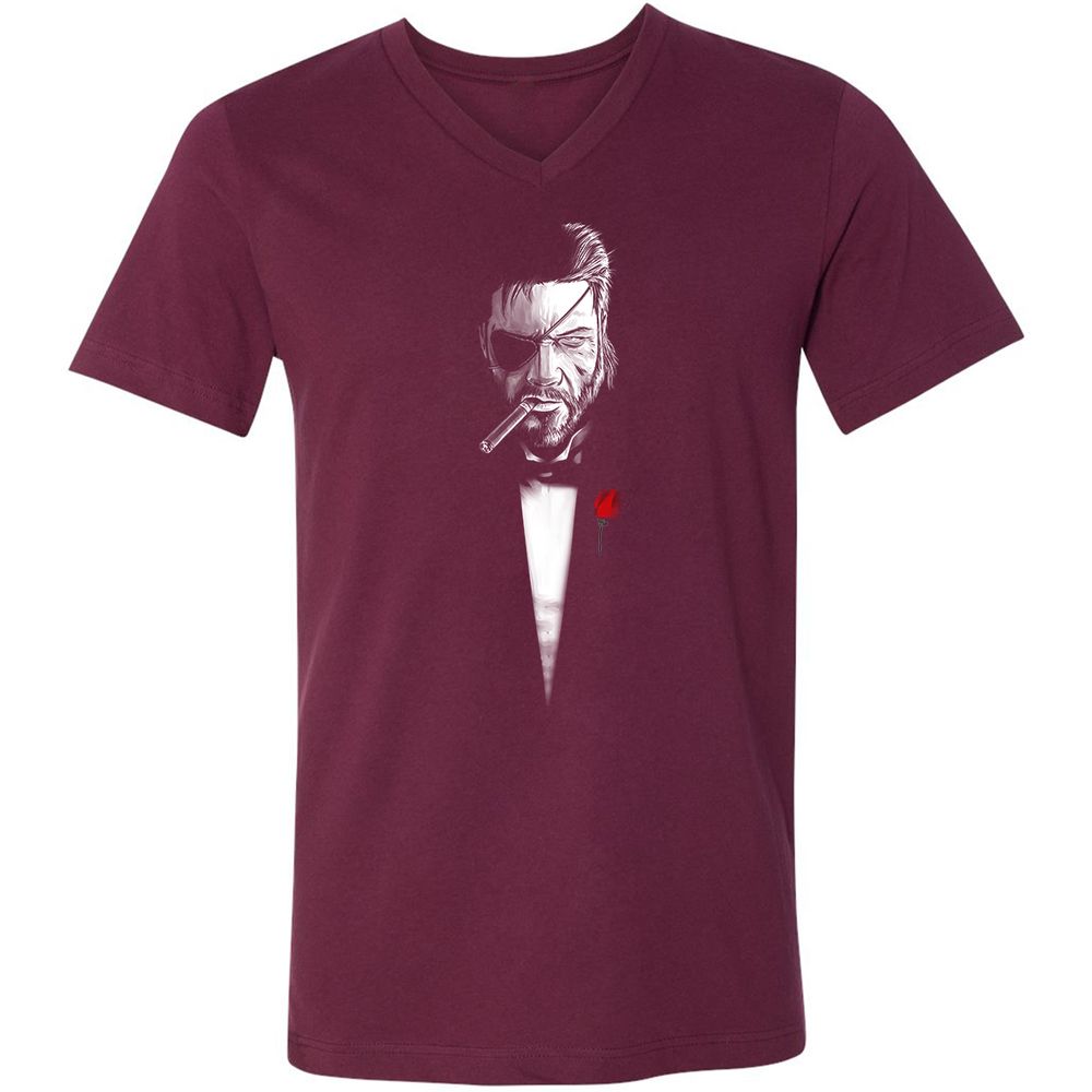 Unisex V-Neck T-Shirt - YM87UFVR - Maroon - 6